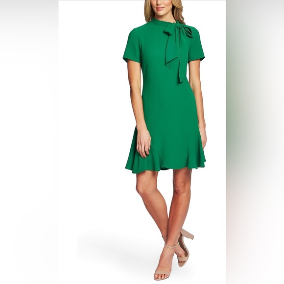 CeCe Short Sleeve A-line Dress with Bow - Picture 1 of 8
